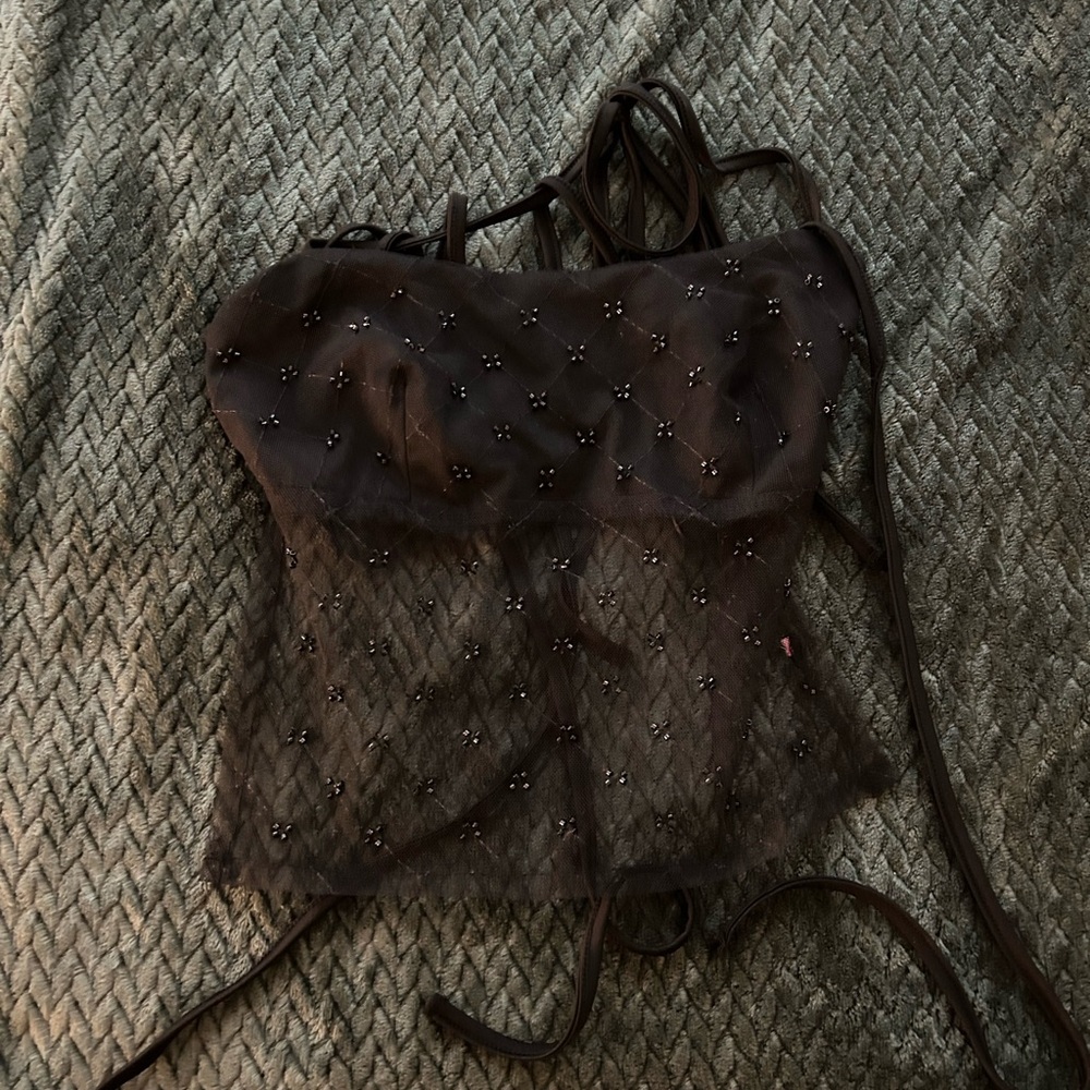 Edikted Black Embellished Bustier Camisole